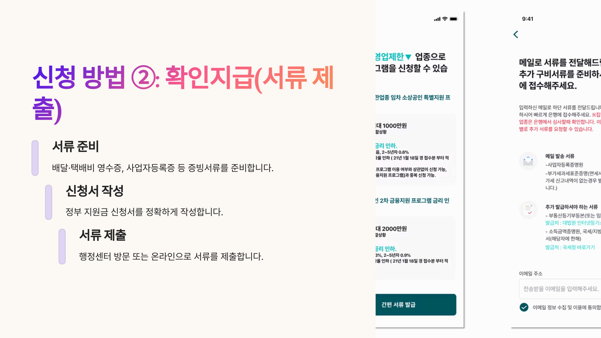 소상공인 배달택배비 지원 절차 요약도