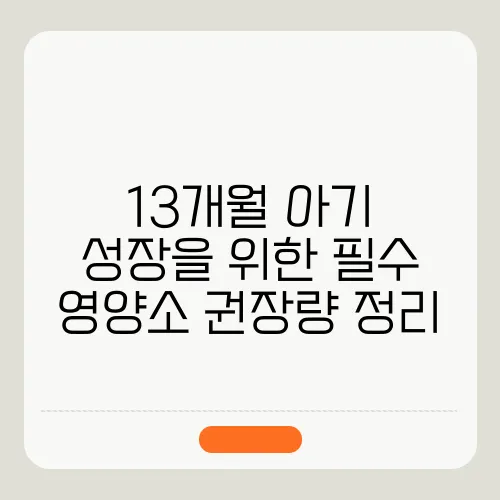 13개월 아기 성장을 위한 필수 영양소 권장량 정리