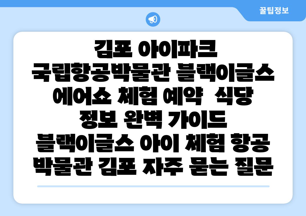  김포 아이파크  국립항공박물관 블랙이글스 에어쇼 체험 예약  식당 정보 완벽 설명서  블랙이글스 아이 체험 항공 박물관 김포 자주 묻는 질문