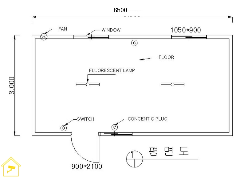 농막 평면도 3 x 6.5