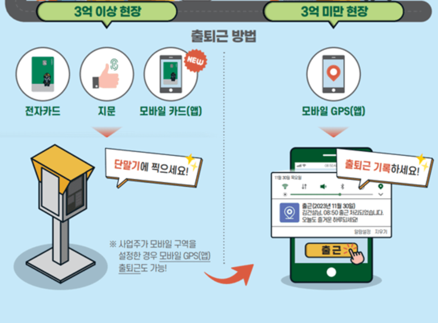 건설올패스 출퇴근 기록 방법