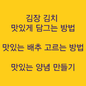  김장 김치 담그는 방법 맛있는 배추 고르는 팁 김장 시기 알아보기