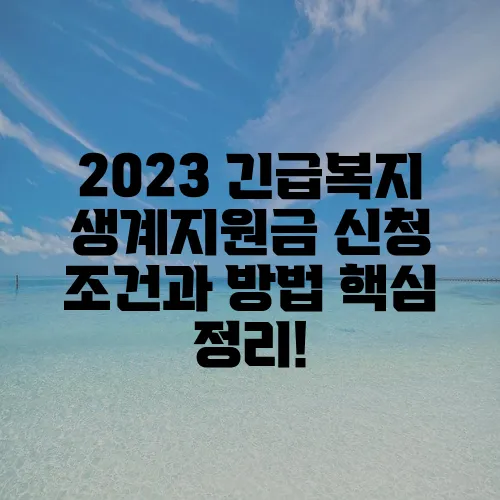 2023 긴급복지 생계지원금 신청 조건과 방법 핵심 정리!