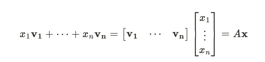 Vector equation to matrix equation