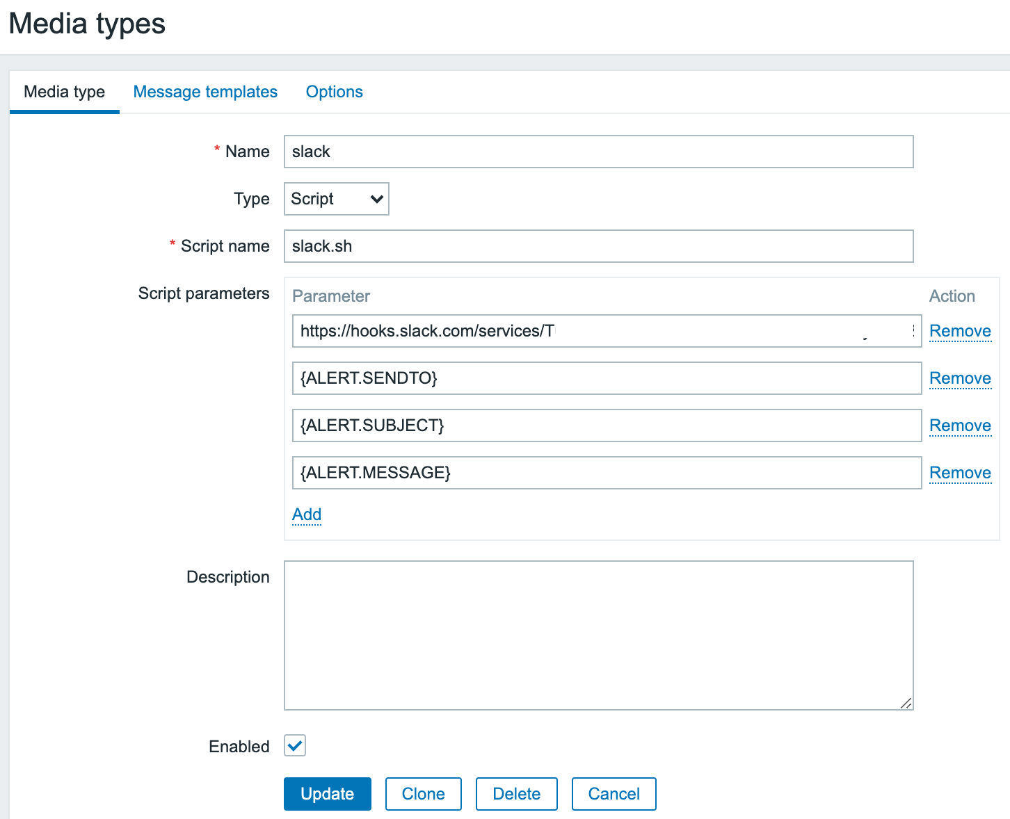 Zabbix Media types