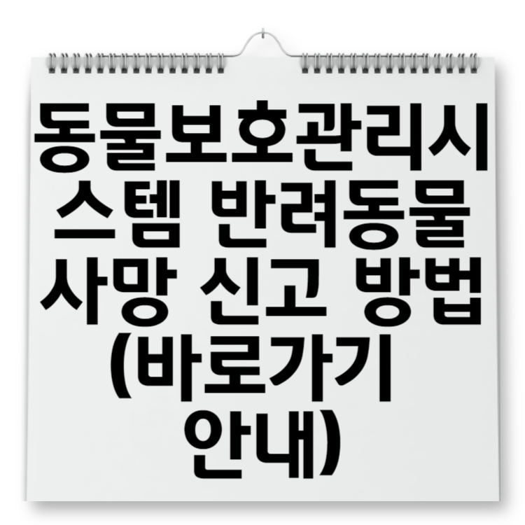 동물보호관리시스템 반려동물 사망 신고 방법 (바로가기 안내)