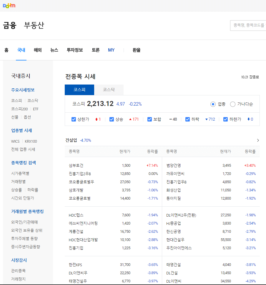 주식시세 검색 사이트