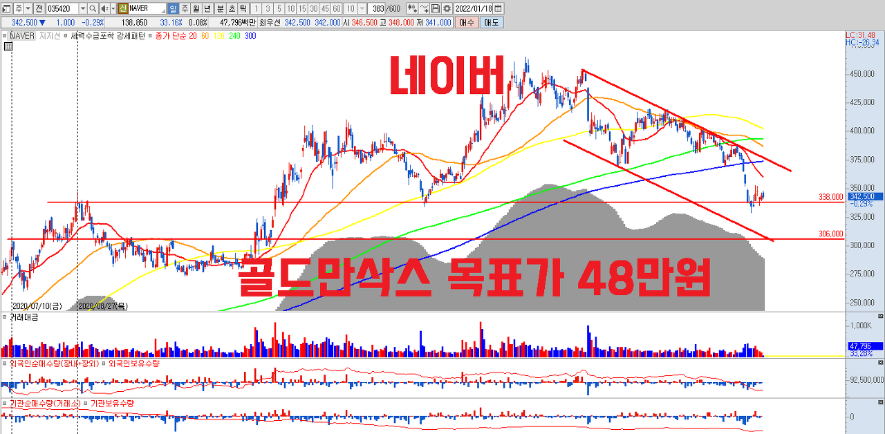  NVAER(네이버) 주가 전망 | 골드만삭스 | 네이버 목표가 48만원 | 네이버 실적 전망