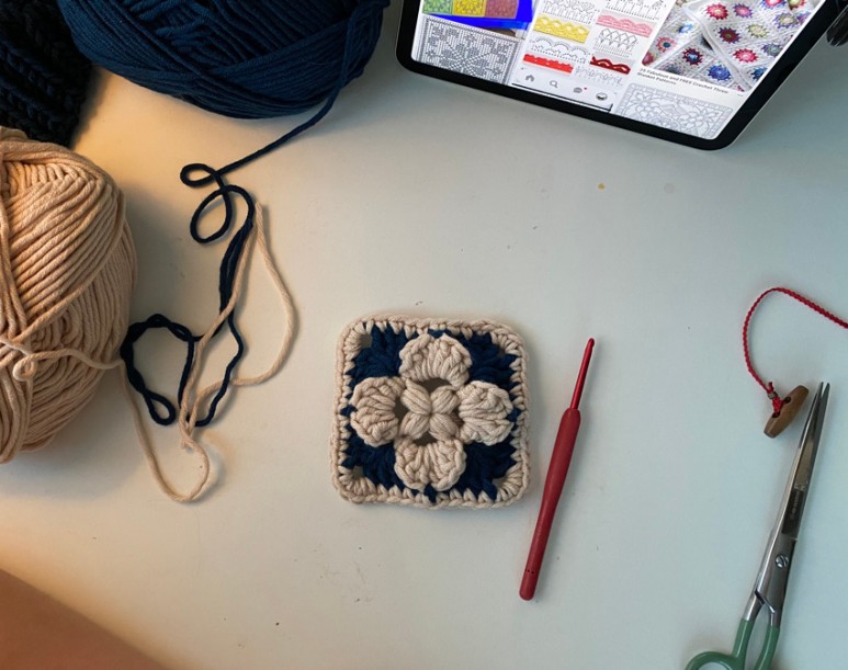 버터6 크림베이지피 콕블루 (바늘이야기키트) 대바늘뜨기 - 니트버킷햇, 11