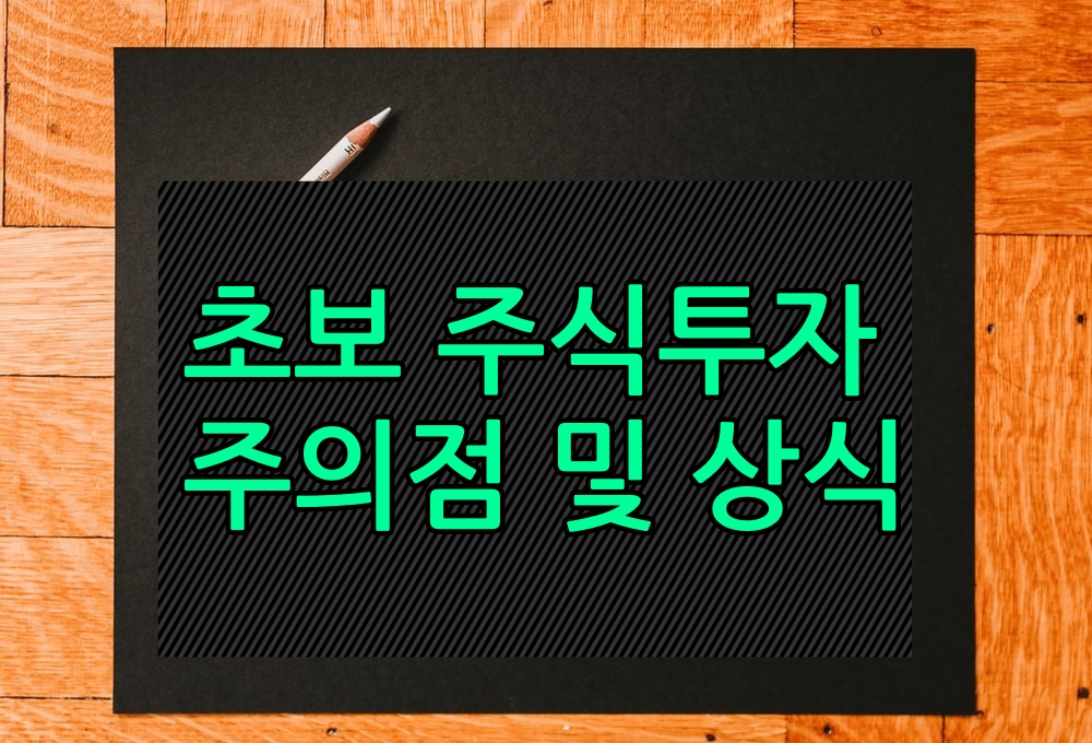  초보 주식투자 주의점과 상식
