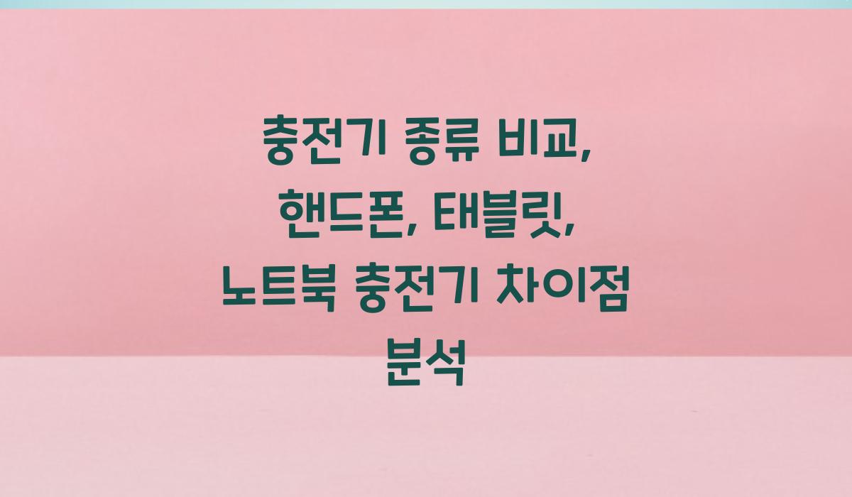 충전기 종류 비교