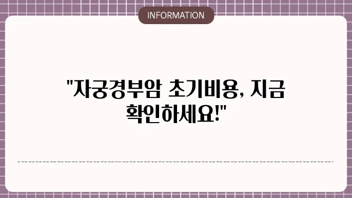 자궁경부암1기 복강경 수술비용: 초기 치료비용 안내