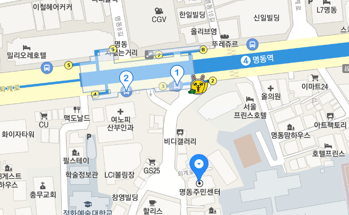 타이거버스-명동역-버스정류장-위치
