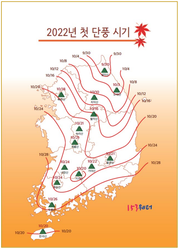 2022년 단풍 시작 시기