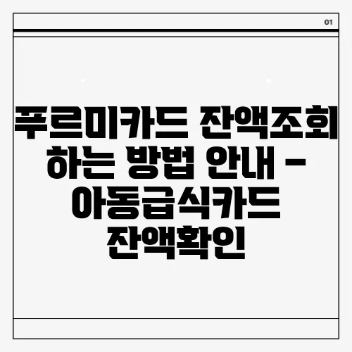 푸르미카드 잔액조회 하는 방법 안내 – 아동급식카드 잔액확인