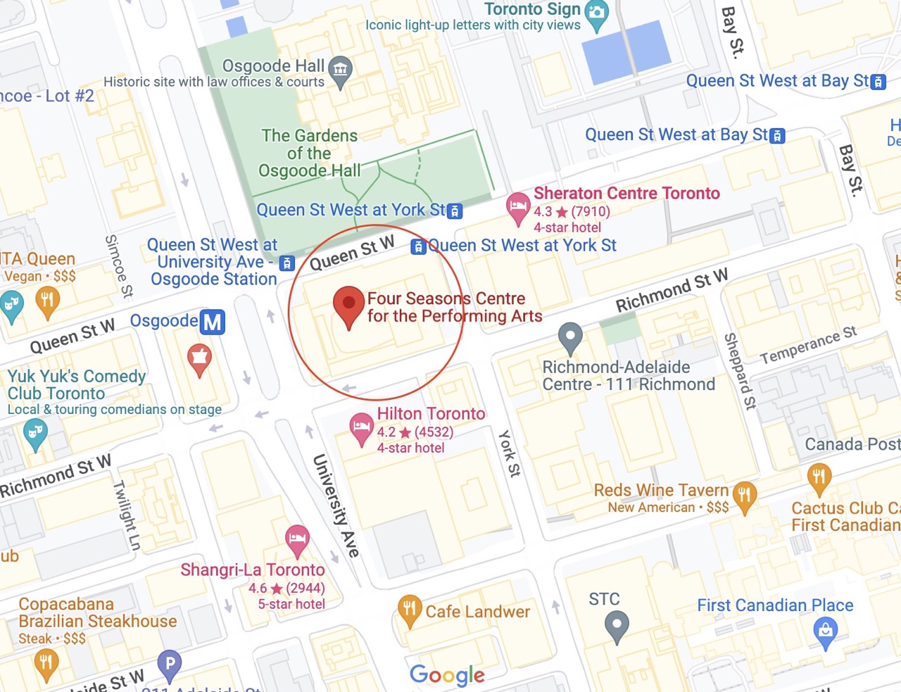 포시즌 센터 Four Seasons Centre 지도 출처: Google Map