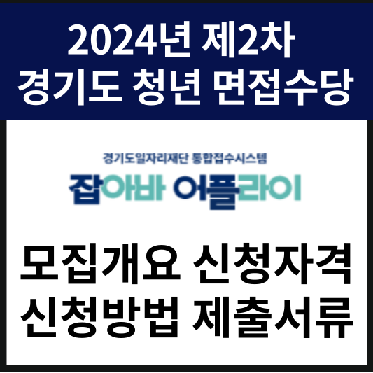 2024년 제2차 경기도 청년 면접수당 모집개요 신청자격 신청방법 제출서류