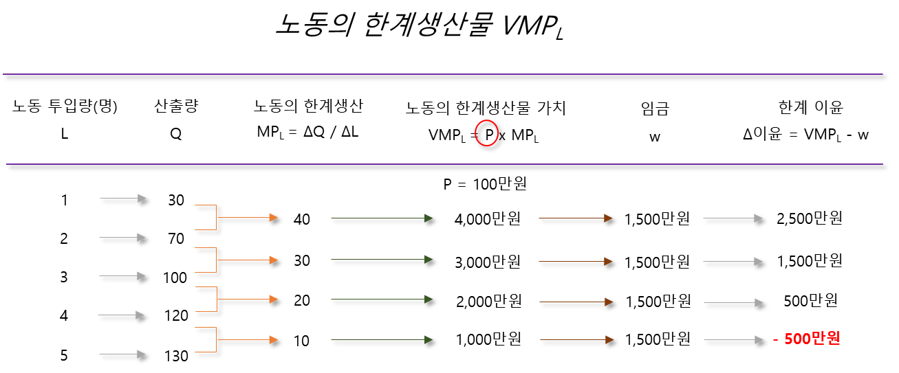 노동의 한계생산물 VMPL