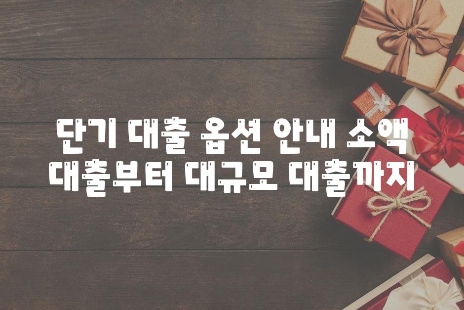 단기 대출 상품 공지 소액 대출부터 대규모 대출까지