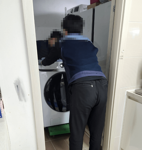 드럼 세탁기 설치 사진