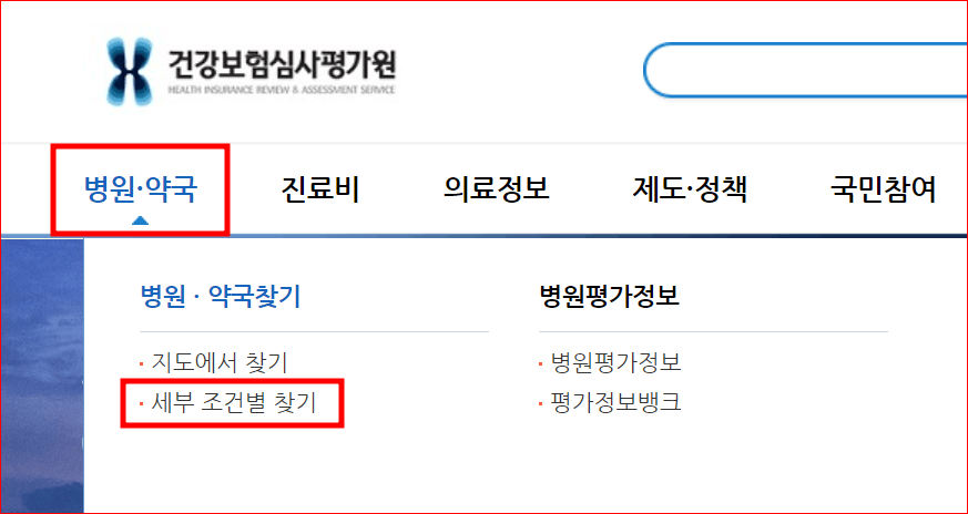 신속항원검사-병원-건강보험심사평가원-홈페이지