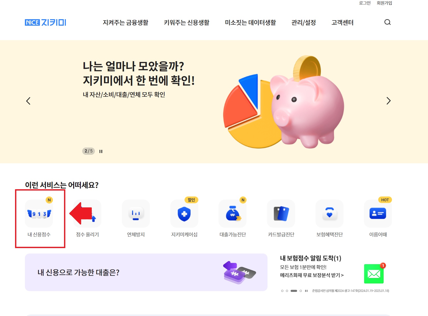 나이스지키미-신용조회화면