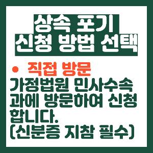 상속 포기 신청 방법 선택 (직접방문)