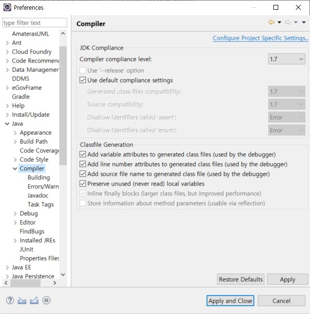 Eclipse JAVA Compile Version, 자바 버전 변경