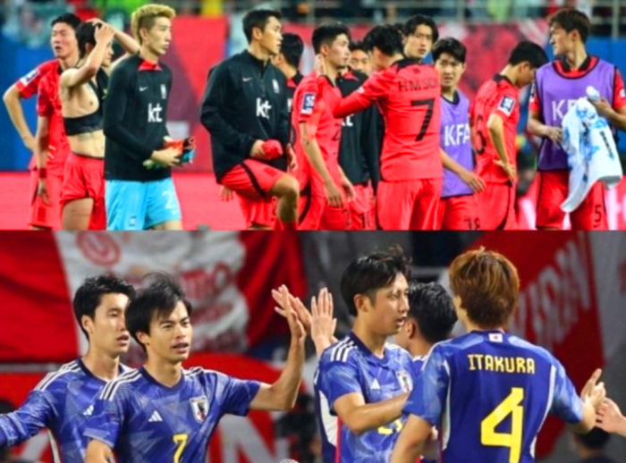 한국-일본-축구-대표팀-상하-비교-모습-이미지