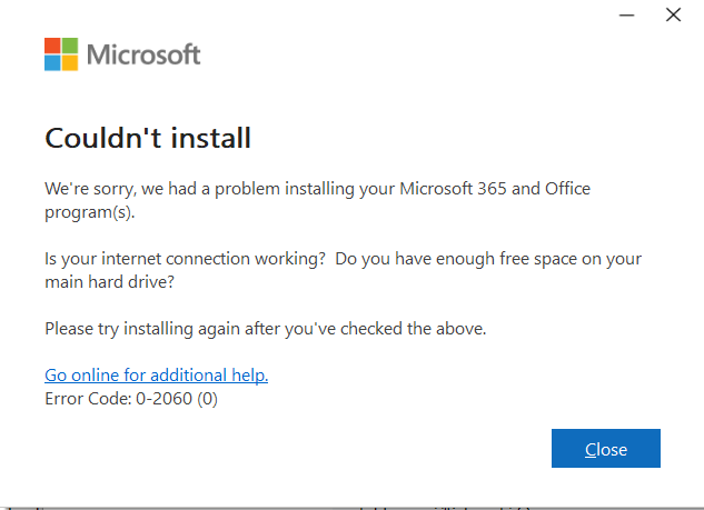  office 제품 설치시 Clouldn't install 오류 해결방법