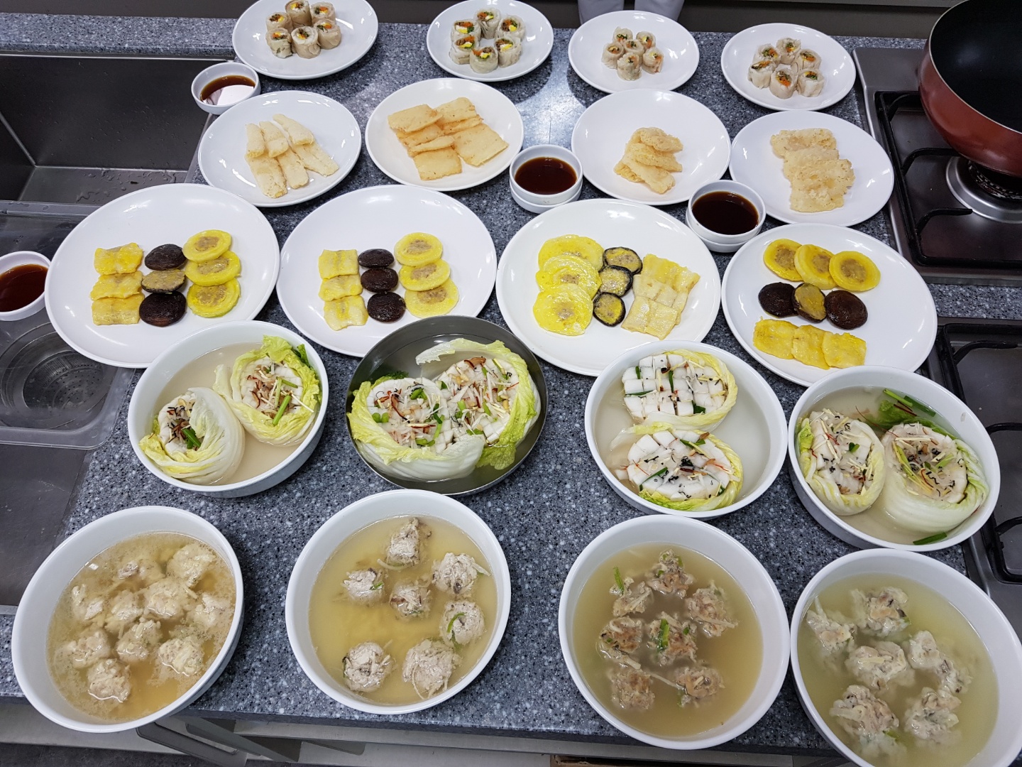 한식조리기능장 실기메뉴_ 초교탕, 어선, 삼색전, 석류김치, 섭산삼