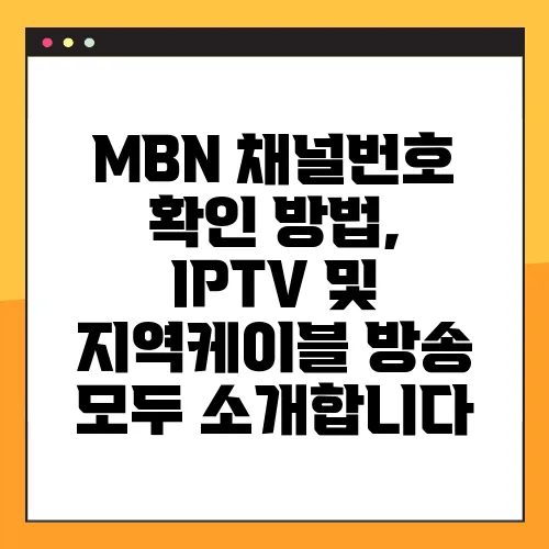 MBN 채널번호 확인 방법, IPTV 및 지역케이블 방송 모두 소개합니다