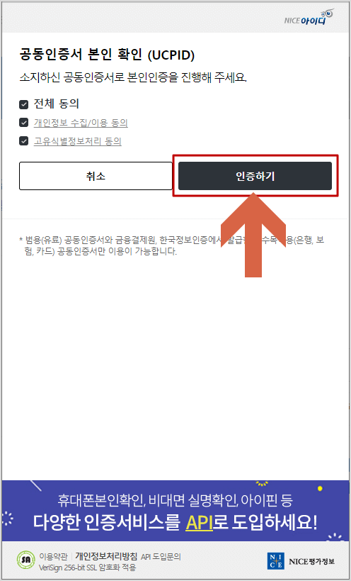 내 보험 조회시 공인인증서 본인확인