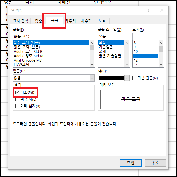 취소선 적용 사진