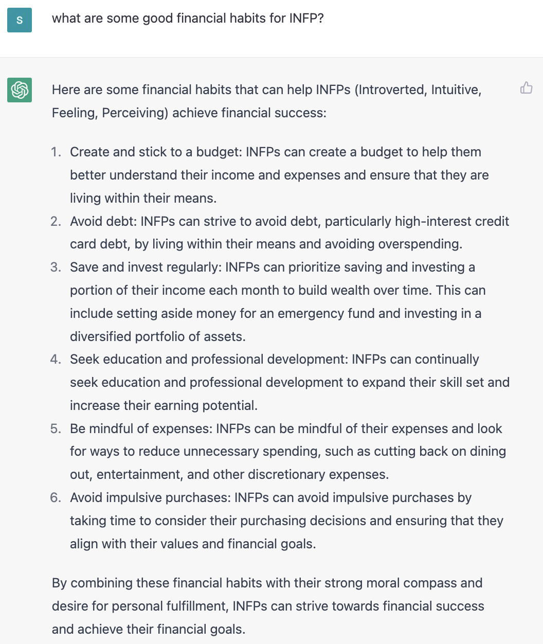 chat GPT : INFP be rich