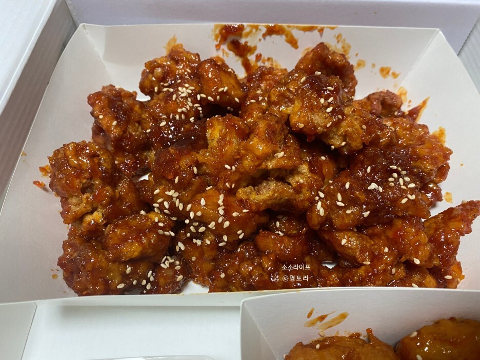  배달맛집 : 만년닭강정 둔산점 : 새우깡정 + 닭강정 세트