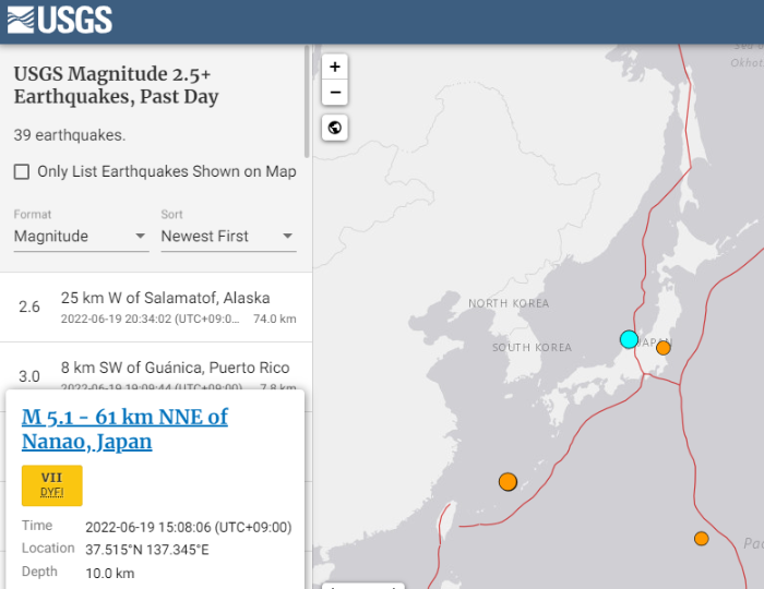 미국지질조사소-USGS-일본-노토반도-지진발생-발표정보