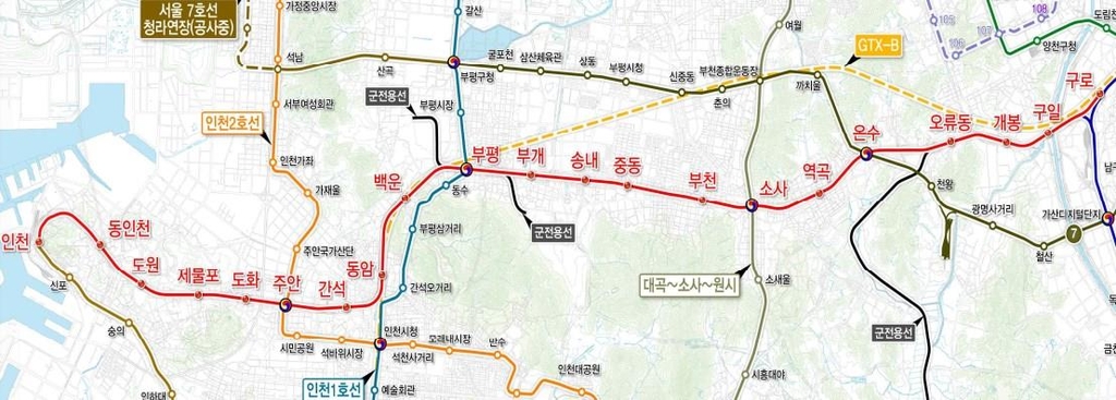  1호선 경인전철 지하화 사업개요 및 노선도