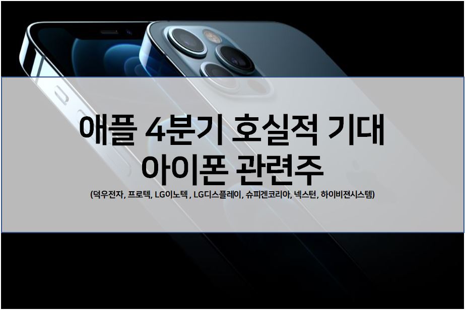  아이폰 관련주(덕우전자, 프로텍, LG이노텍, LG디스플레이, 슈피겐코리아, 넥스턴, 하이비젼시스템) 주가