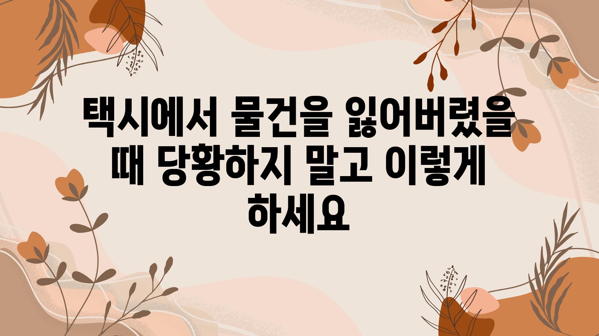 택시에서 물건을 잃어버렸을 때 당황하지 말고 이렇게 하세요