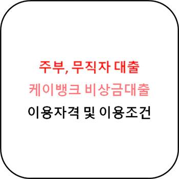  주부 무직자 대출 - 케이뱅크 비상금대출 상세정보