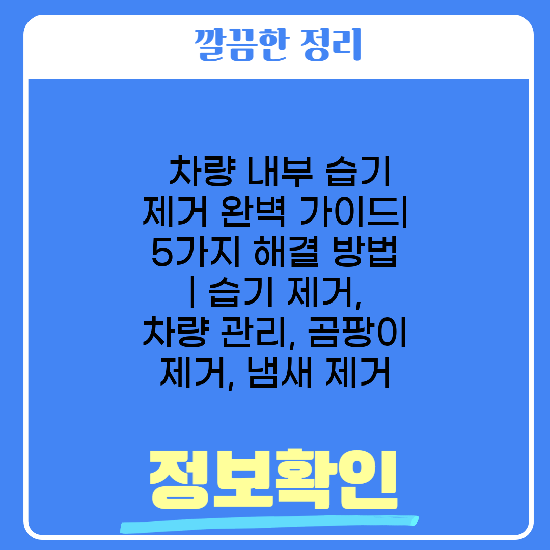  차량 내부 습기 제거 완벽 가이드 5가지 해결 방법 