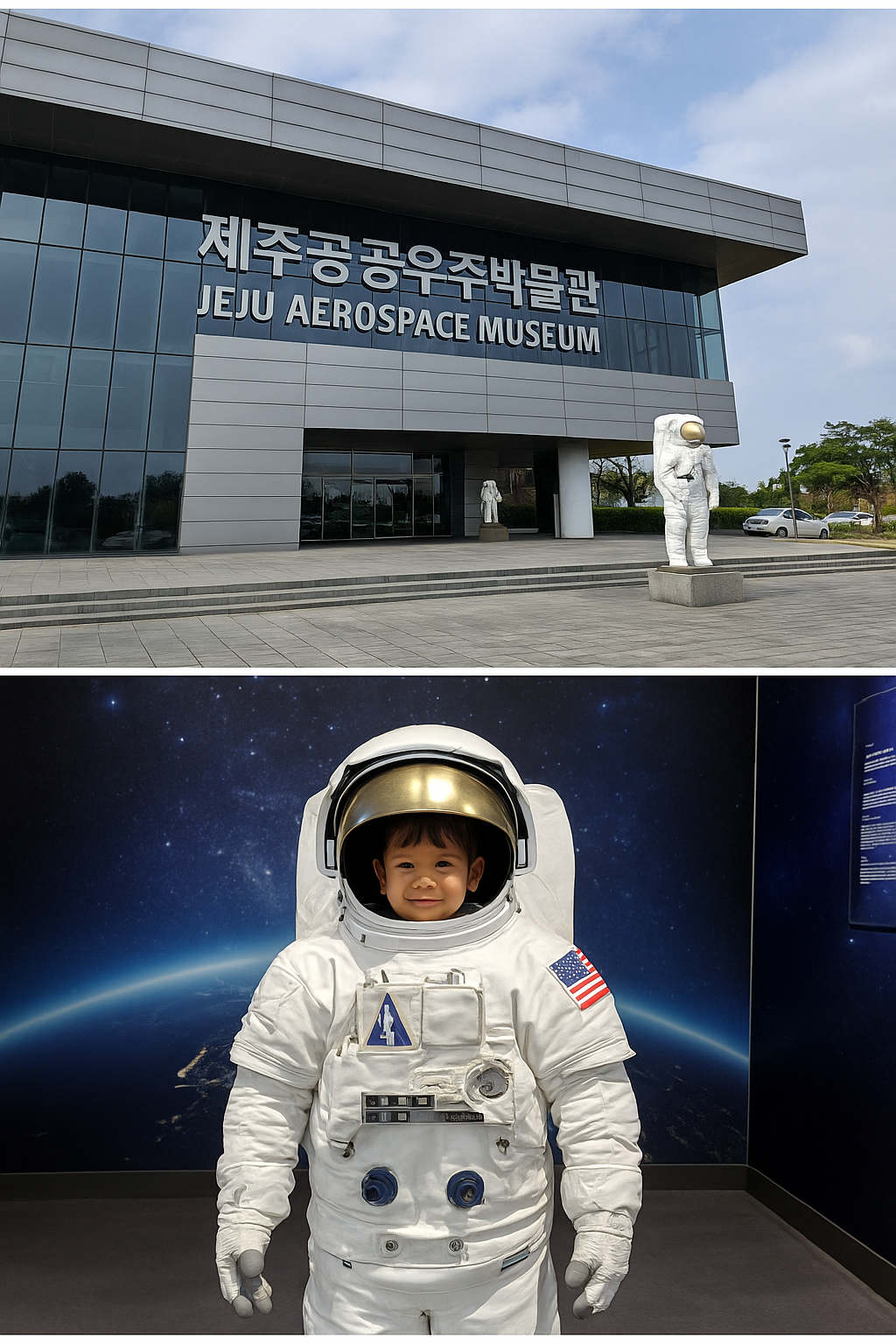 제주항공우주박물관 외관 및 우주복 체험 사진
