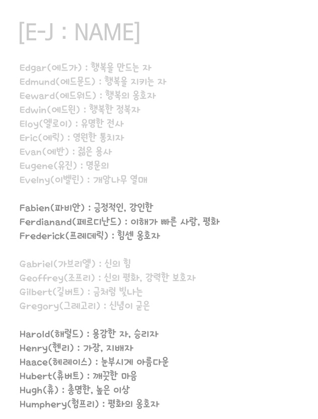 추천의 의미와 등수를 알아봤습니다. 남자아이 영어 이름 6