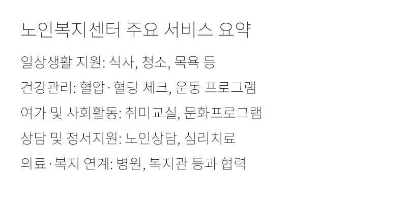 노인복지센터 주요 서비스 요약