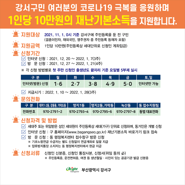 부산 강서구 재난지원금, 부산 강서구, 부산 재난지원금, 강서구 재난지원금