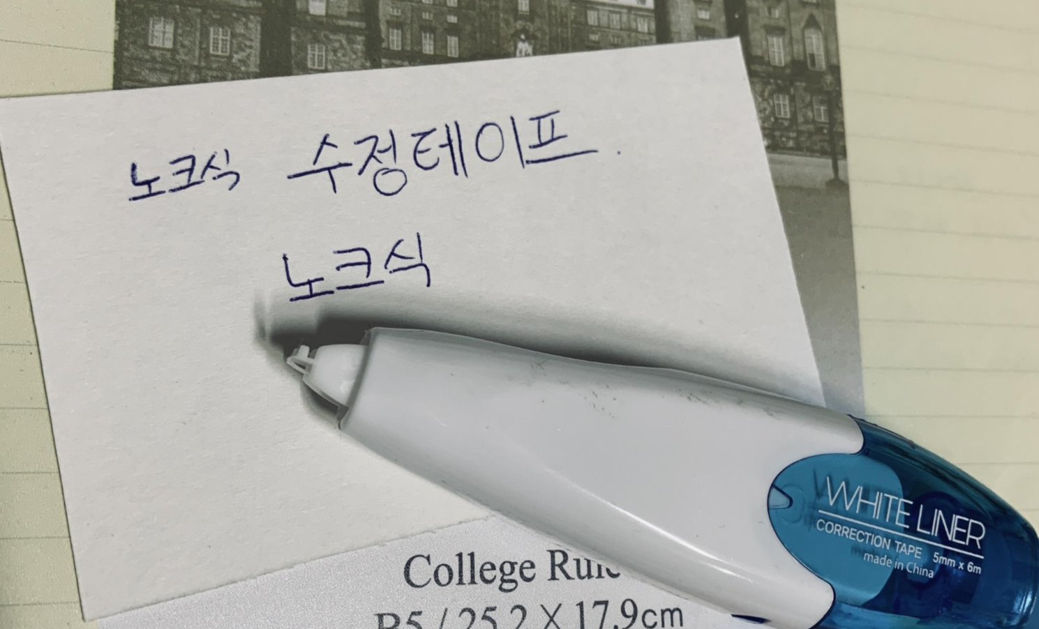 [Daiso] 노크식 수정테이프로 악필 살짝 가려보기 (correction tape)