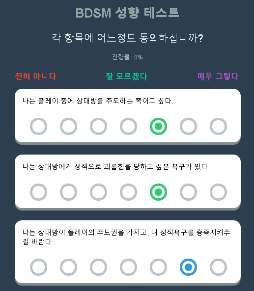 BDSM테스트성향 및 테스트하는 방법