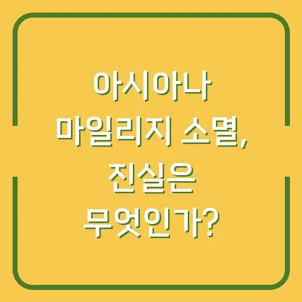 아시아나 마일리지 소멸, 진실은 무엇인가?
