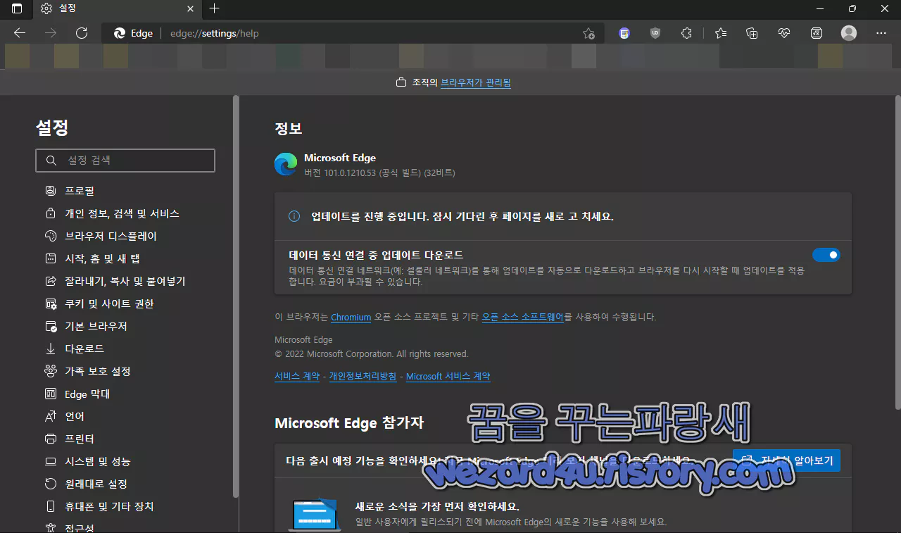 Microsoft Edge 102(마이크로소프트 엣지 102) 보안 업데이트
